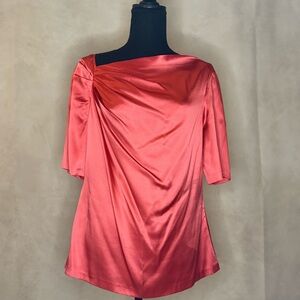 Antonio Melani Size L Women’s Elegant Coral Asymmetrical Sleeve Silk Blouse